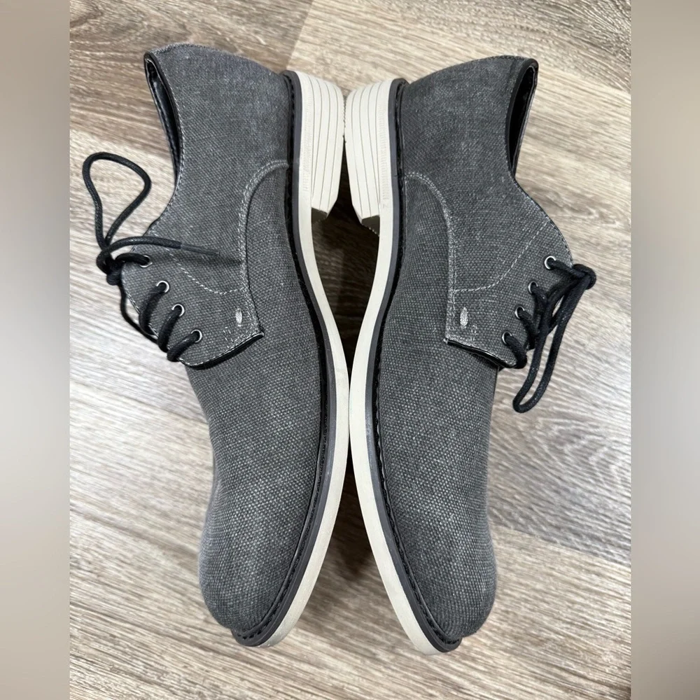 Izod Mens Shoe 8M Gray Lace-Up Dressy Canvas Memory Foam Bruce Preppy Minimalist